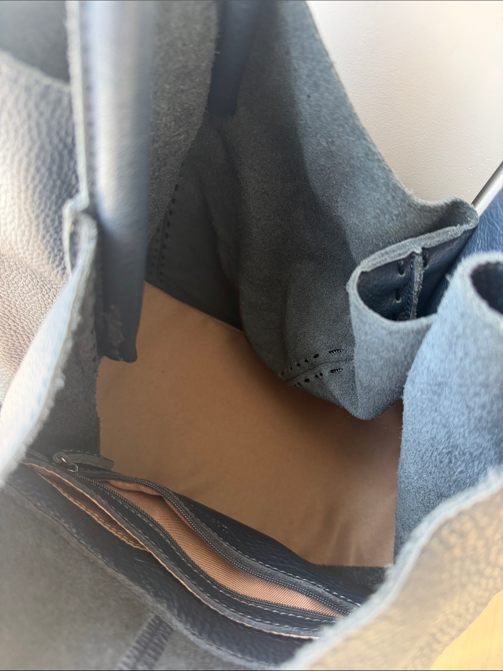 The Sak Navy Leather Hobo with Tan Strap - Picture 7 of 8